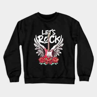 Lets Rock rock&roll Rock On Music Vintage Retro Rock Concert Crewneck Sweatshirt